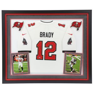 Autographed Tampa Bay Buccaneers Tom Brady Deluxe Framed White Nike Game Jersey