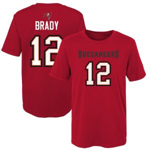 Preschool Tampa Bay Buccaneers Tom Brady Red Mainliner Player Name & Number T-Shirt