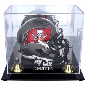 Tampa Bay Buccaneers Super Bowl LV Champions Golden Classic Mini Helmet Logo Display Case