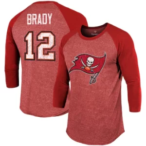 Tom Brady Tampa Bay Buccaneers Fanatics Branded Team Color Player Name & Number 3/4-Sleeve Raglan Tri-Blend T-Shirt – Red