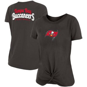 Women’s Tampa Bay Buccaneers New Era Pewter Slub T-Shirt with Front Twist Knot