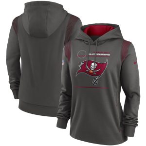 Women’s Tampa Bay Buccaneers Nike Pewter Sideline Performance Pullover Hoodie