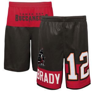 Youth Tampa Bay Buccaneers Tom Brady Black Name & Number Player Shorts