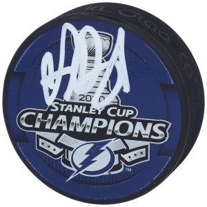 Andrei Vasilevskiy Tampa Bay Lightning Autographed 2020 Stanley Cup Champions Logo Hockey Puck