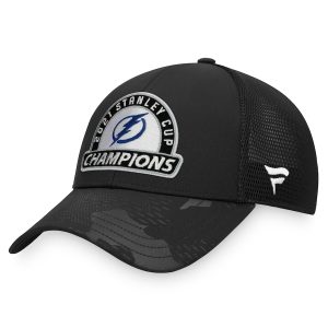 Tampa Bay Lightning Black 2021 Stanley Cup Champions Locker Room Adjustable Trucker Hat