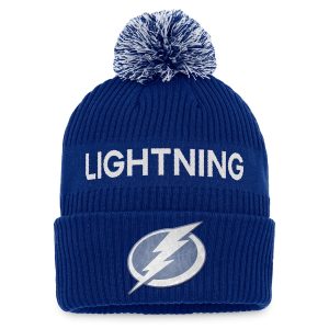 Tampa Bay Lightning Blue/White 2022 NHL Draft Authentic Pro Cuffed Knit Hat with Pom