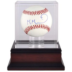 Manuel Margot Tampa Bay Rays Autographed Baseball & Mahogany Baseball Display Case