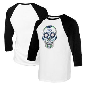 Tampa Bay Rays Tiny Turnip Youth Sugar Skull Raglan 3/4 Sleeve T-Shirt