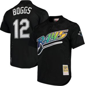 Wade Boggs Tampa Bay Rays Mitchell & Ness Cooperstown Collection 1991 Mesh Batting Practice Jersey – Black